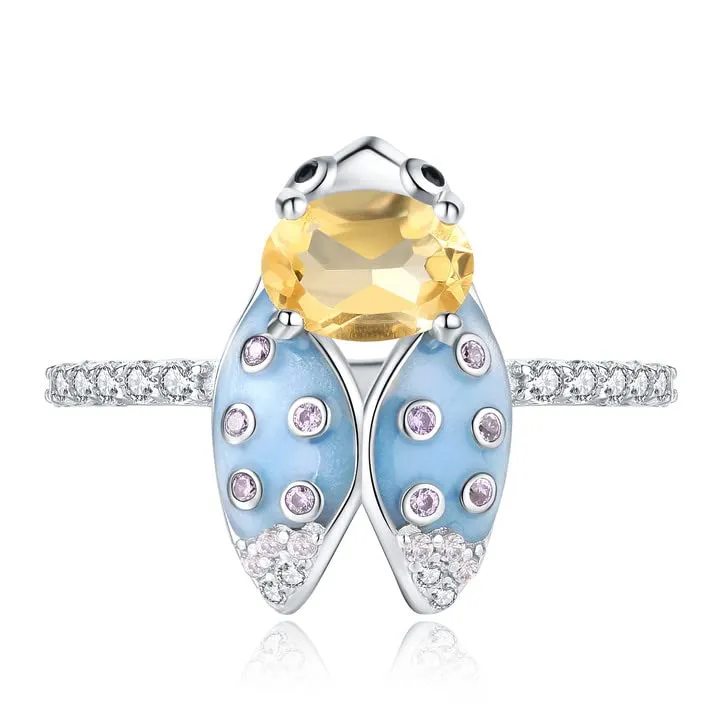JewelryPalace Cicala 1.1ct anello argento 925 citrino smaltato