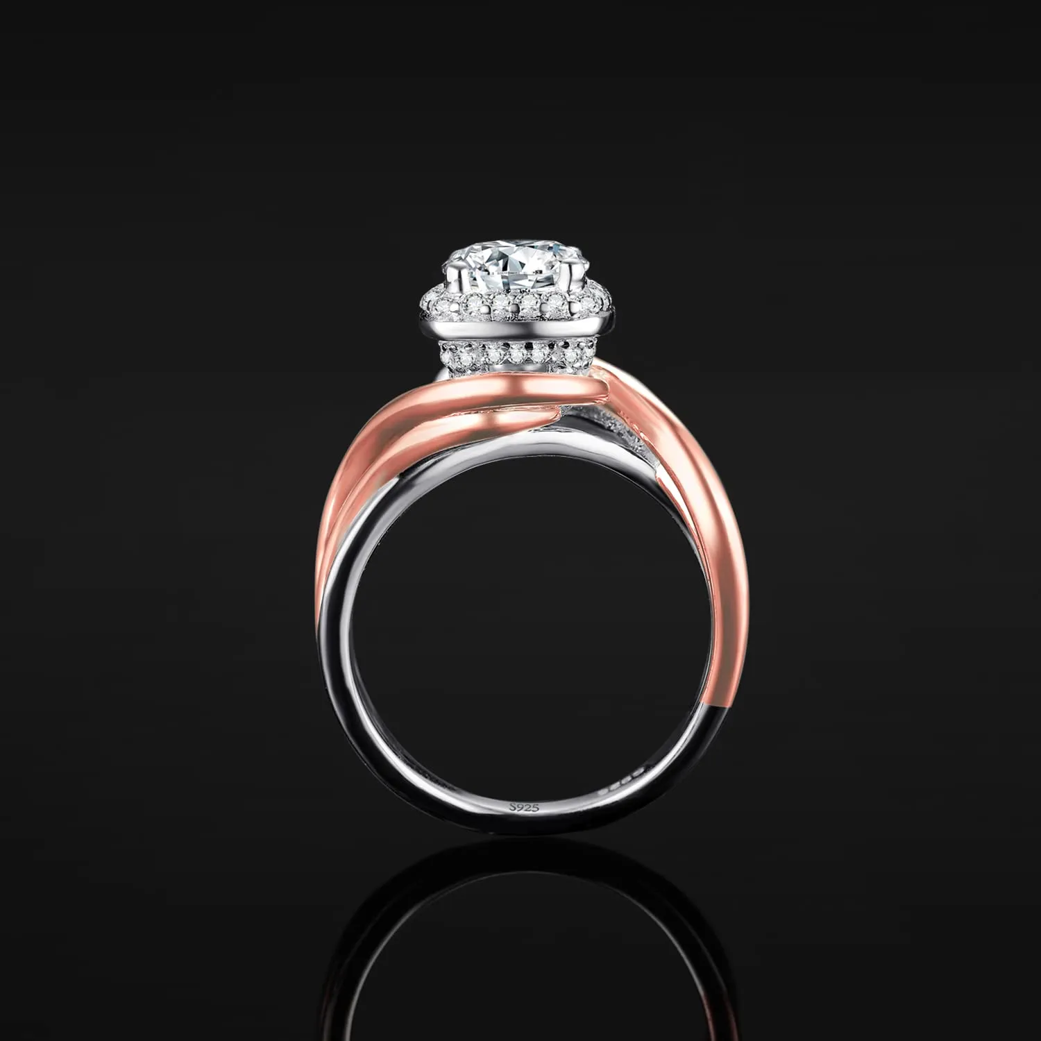JewelryPalace Anello Infinito Moissanite Argento Oro Rosa