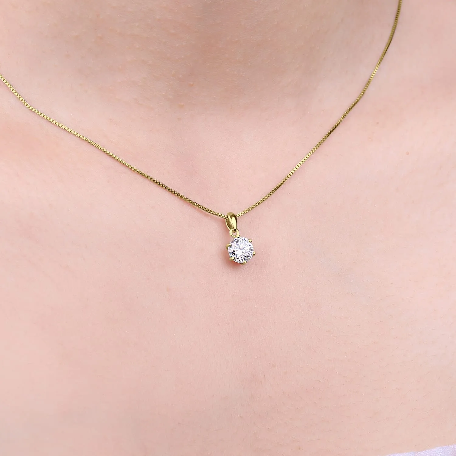 JewelryPalace Moissanite 1.0ct collana oro taglio rotondo