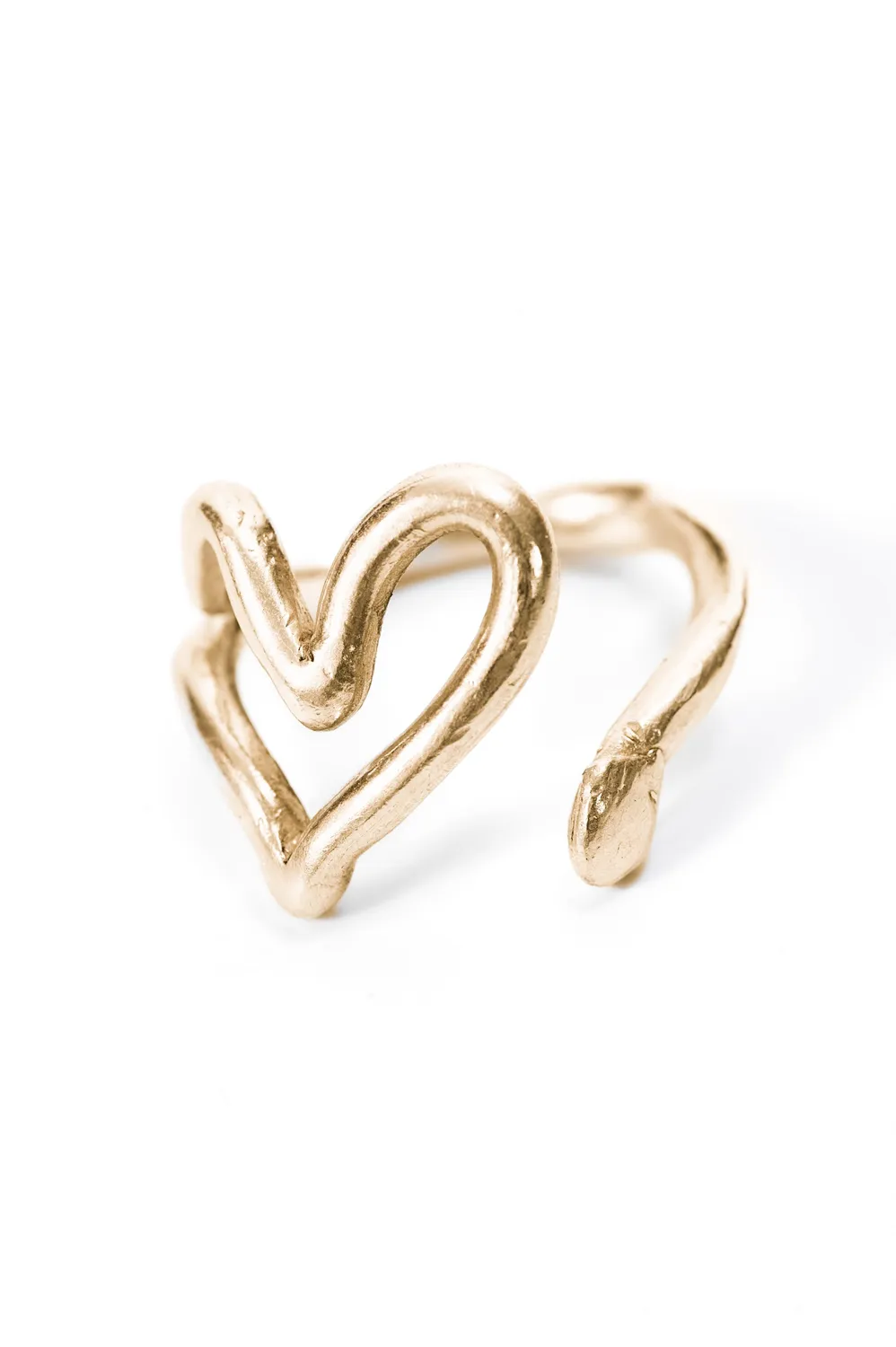 Flor Rubaja Wave anello cuore regolabile placcato oro
