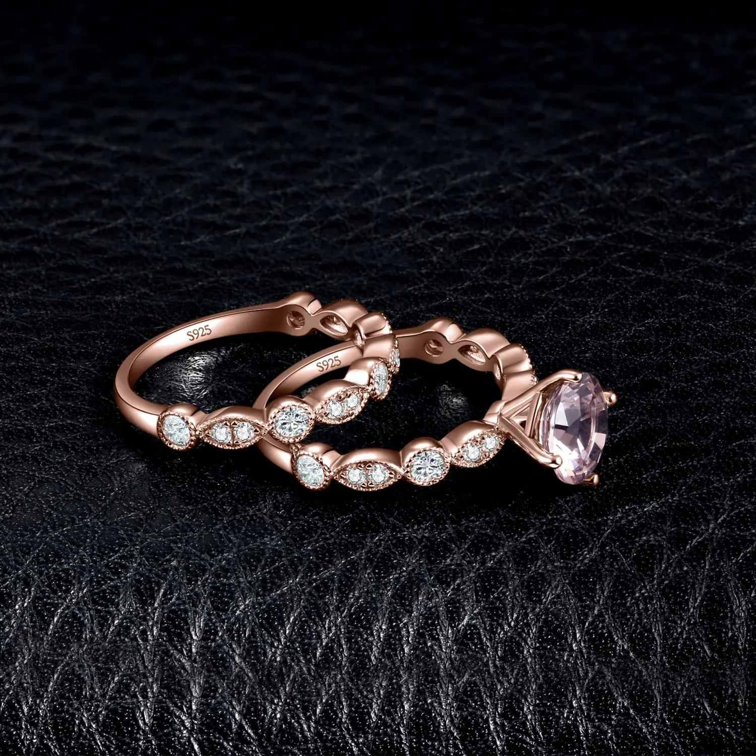 JewelryPalace Vintage Halo anello morganite rosa argento 925
