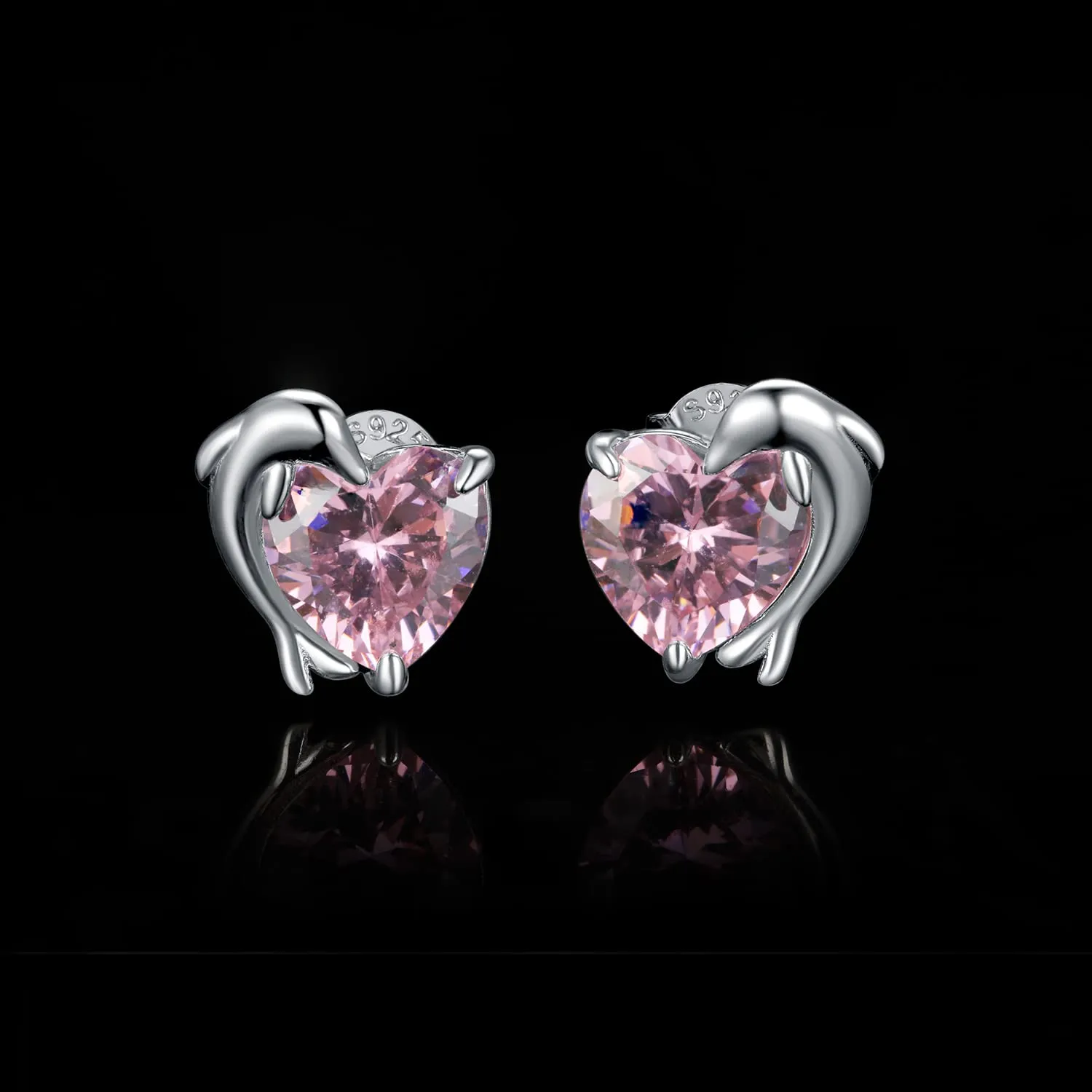 JewelryPalace Delfino 5.8ct orecchini cuore rosa argento