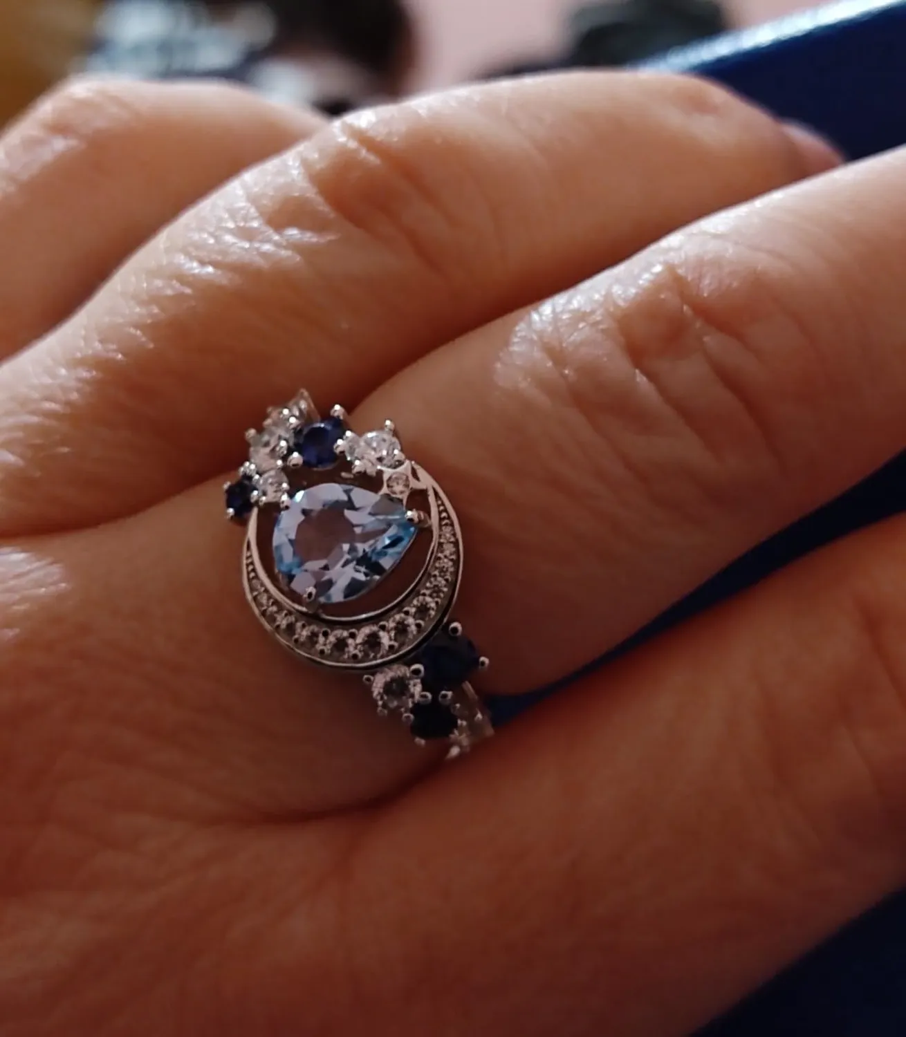 JewelryPalace Luna e Stella 2.2ct anello argento 14.5 topazio blu