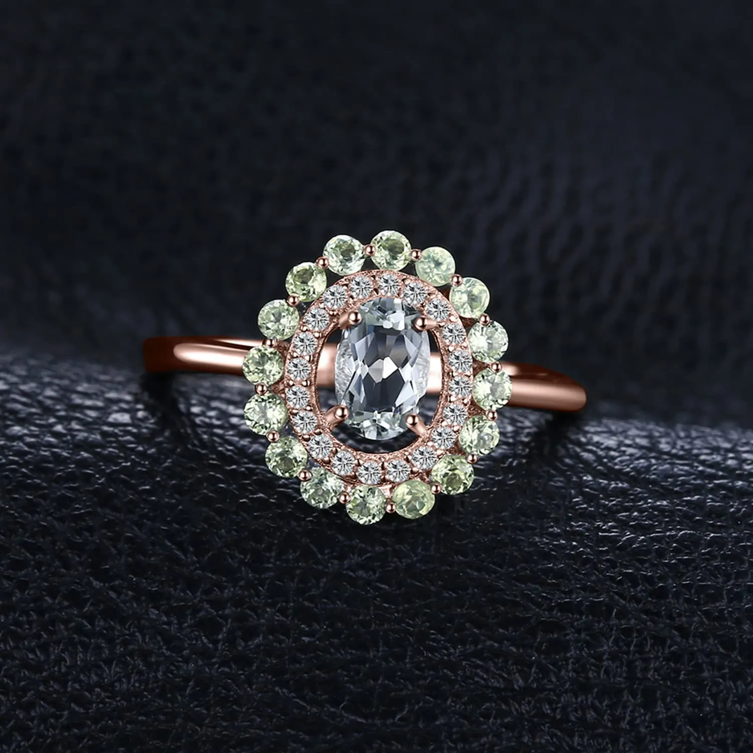 JewelryPalace Halo Anello Ovale Ametista Verde Argento