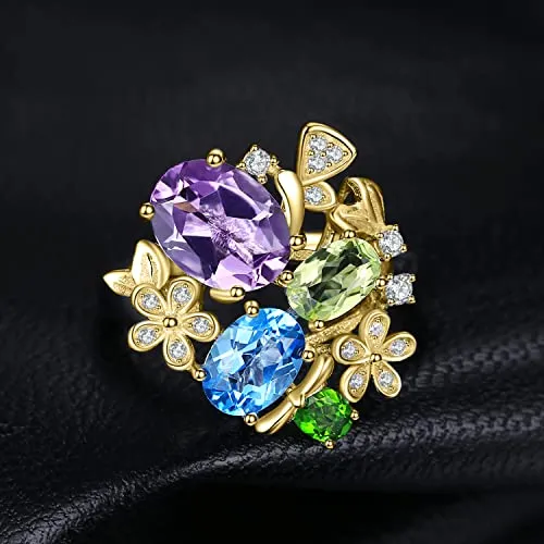 JewelryPalace Fiore anello aperto argento topazio oro giallo