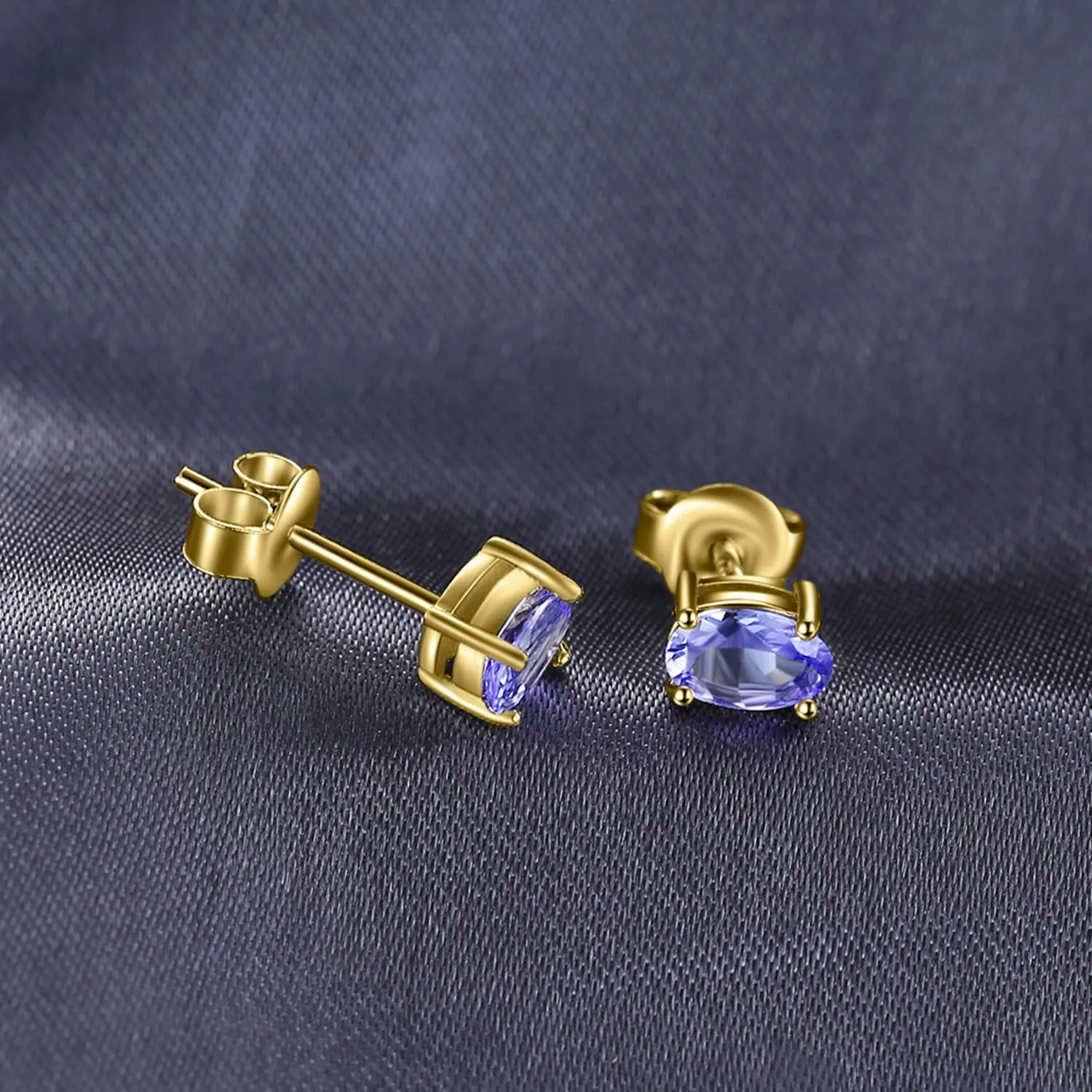 JewelryPalace 1ct Tanzanite Orecchini a Bottone Oro pietra ovale