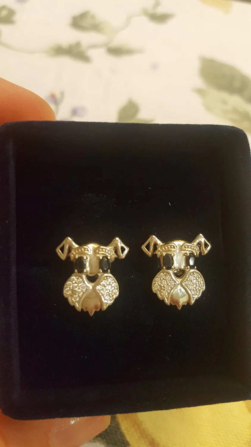 JewelryPalace Schnauzer Orecchini Argento Spinello Nero Cane