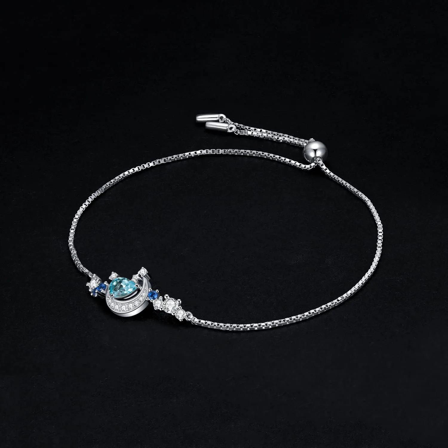 JewelryPalace Luna Stella Bracciale Argento 925 Topazio Blu
