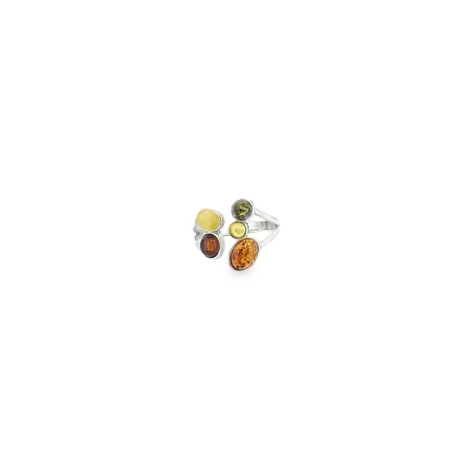 Victoria Jane Colorful Multi-Amber anello argento ambra