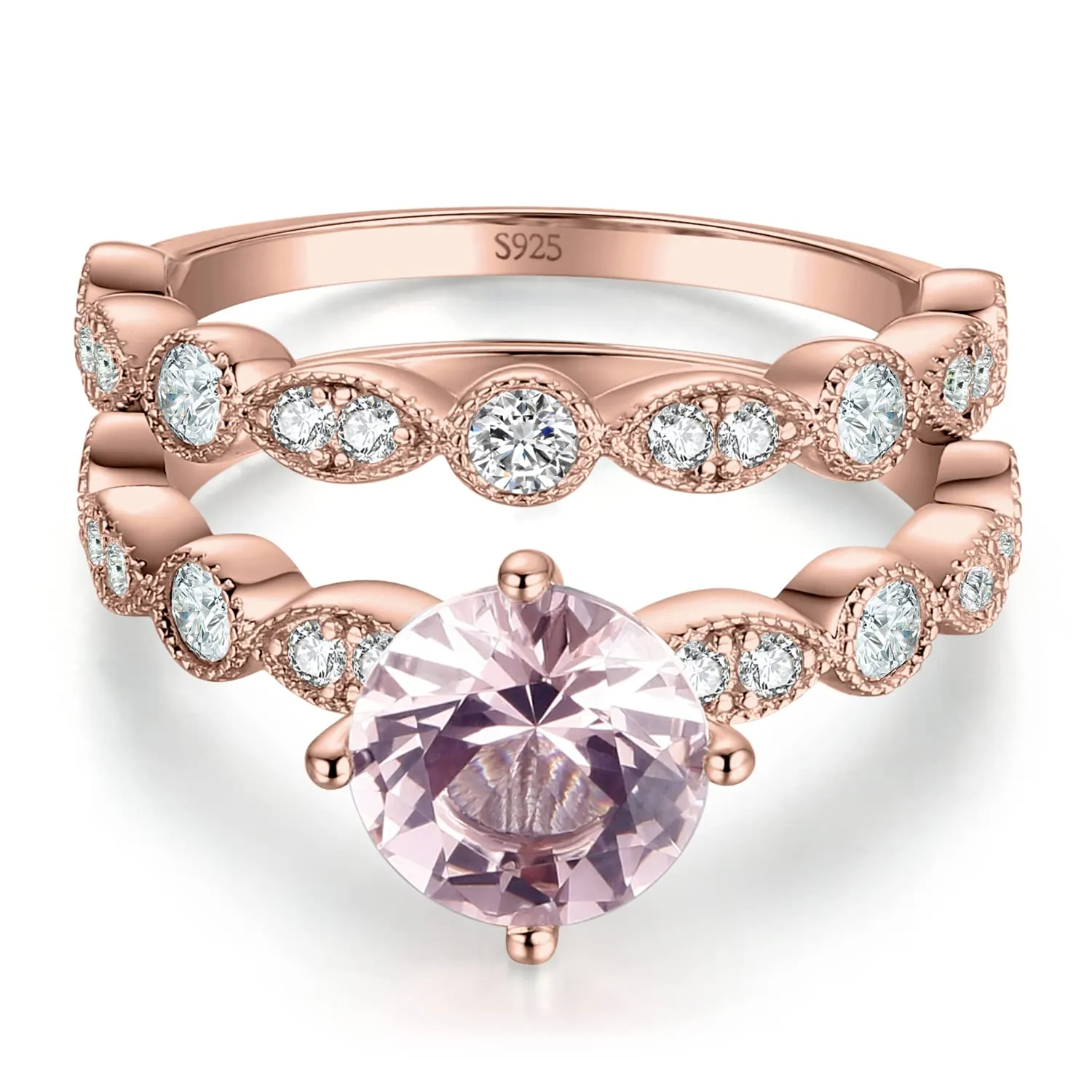 JewelryPalace Vintage Halo anello morganite rosa argento 925