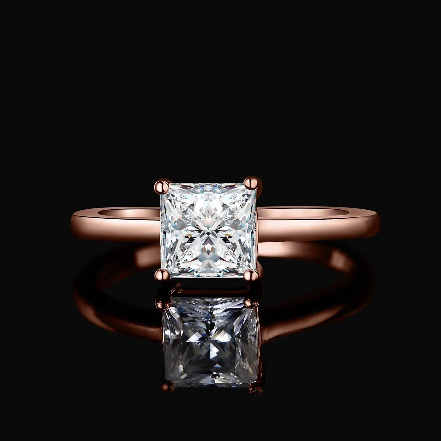 JewelryPalace Solitario 1ct Anello Argento Taglio Principessa