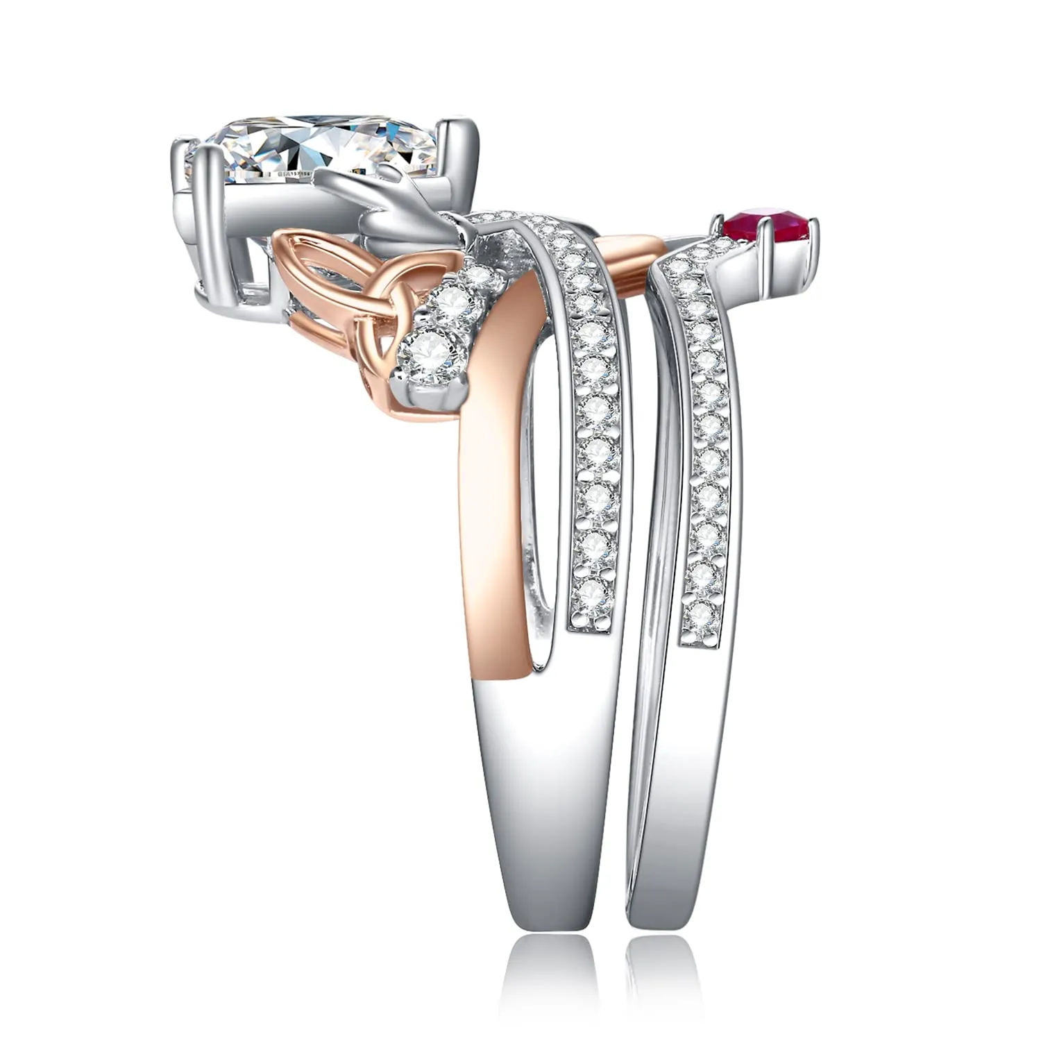 JewelryPalace Cuore Puzzle anello argento oro rosa zirconia