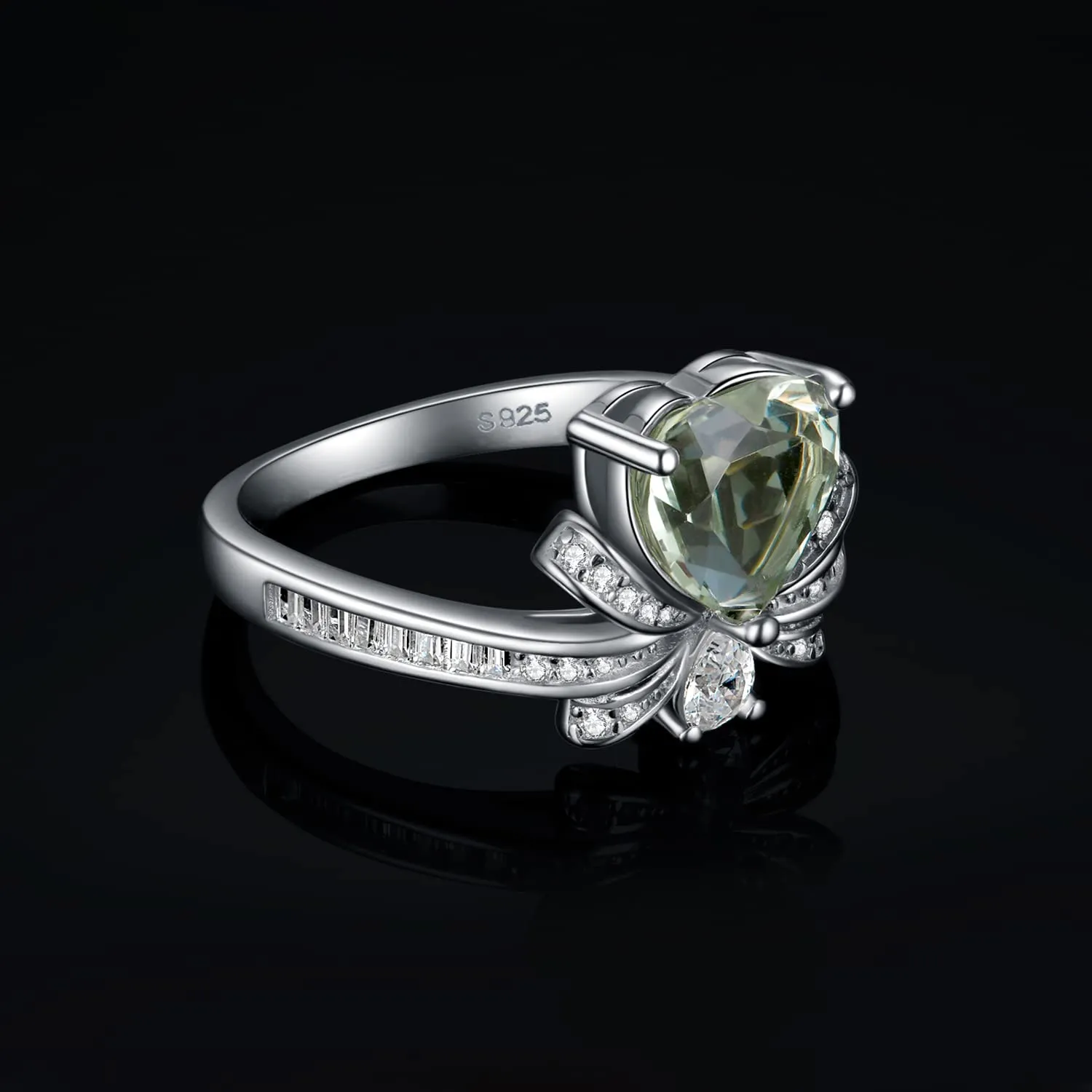 JewelryPalace 2.5ct Cuore anello argento ametista verde