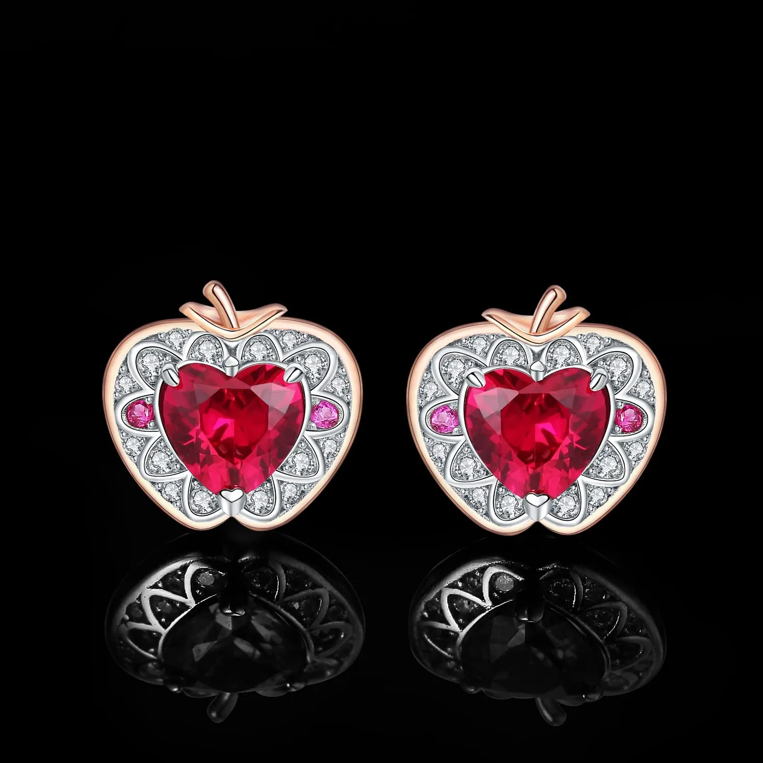 JewelryPalace Mela 2ct orecchini cuore rubino oro rosa