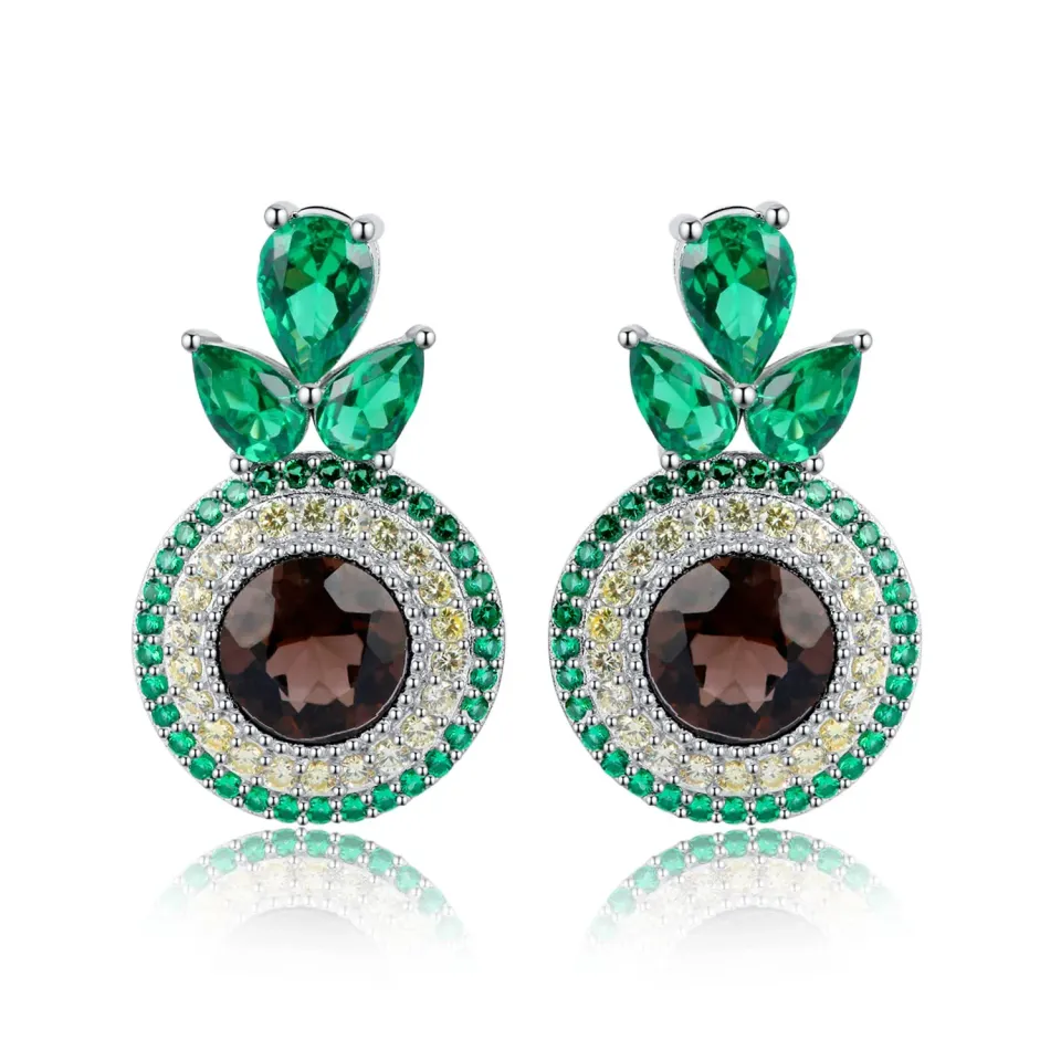 JewelryPalace Avocado 5.1ct orecchini argento quarzo fumoso