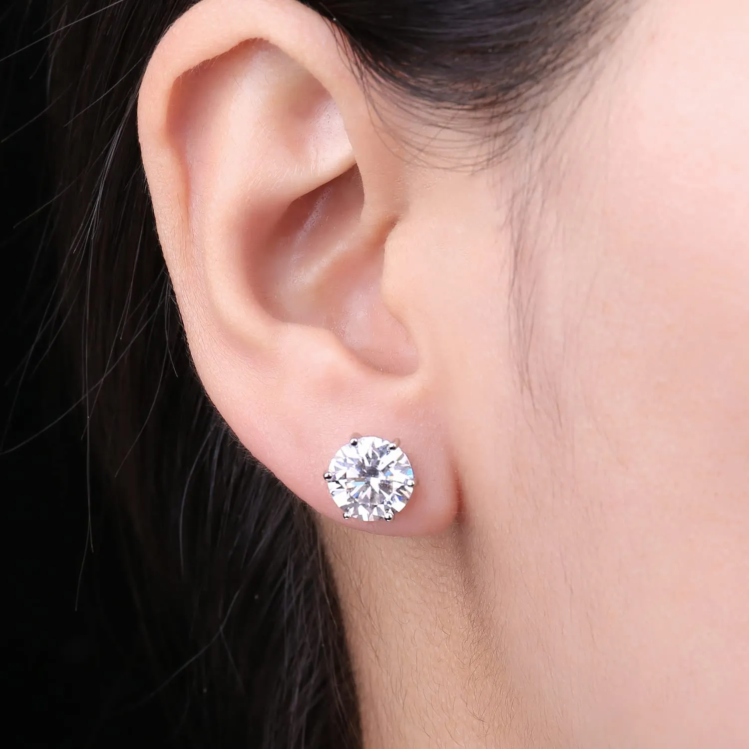 JewelryPalace Moissanite Orecchini Argento Lobo 6.0ct Punto Luce
