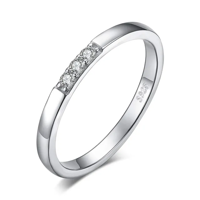 JewelryPalace Trilogy Anello Argento 925 Zirconi Bianchi
