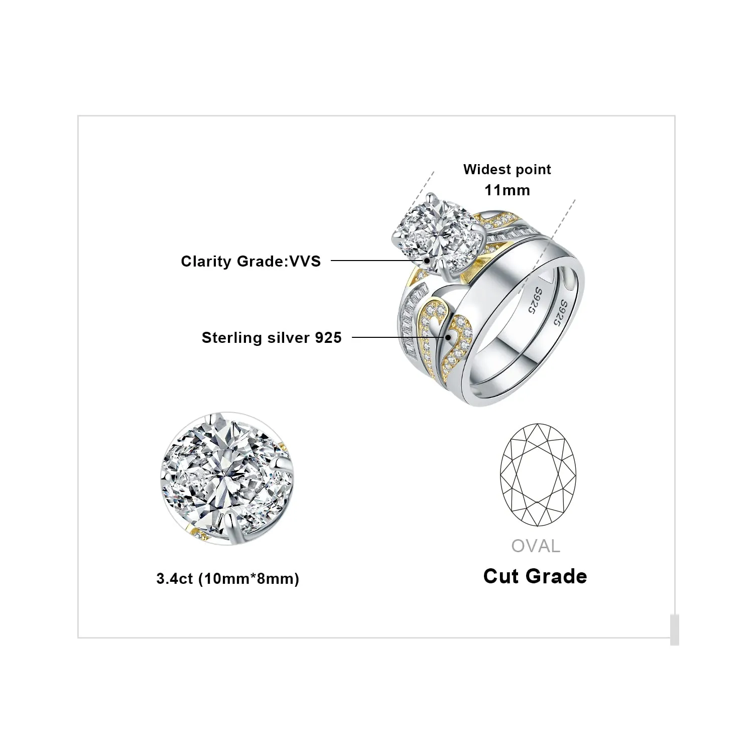 JewelryPalace Cuore Puzzle Solitario anello oro rosa zirconia