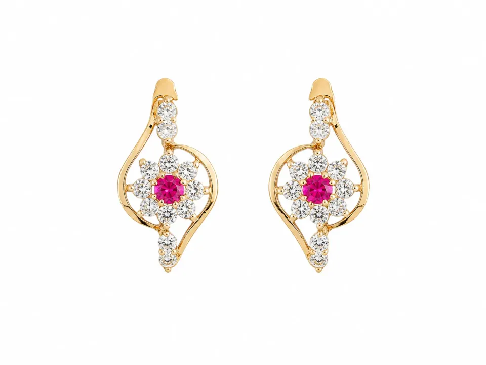 Victoria Jane Pre-loved 18ct Ruby Diamond orecchini oro