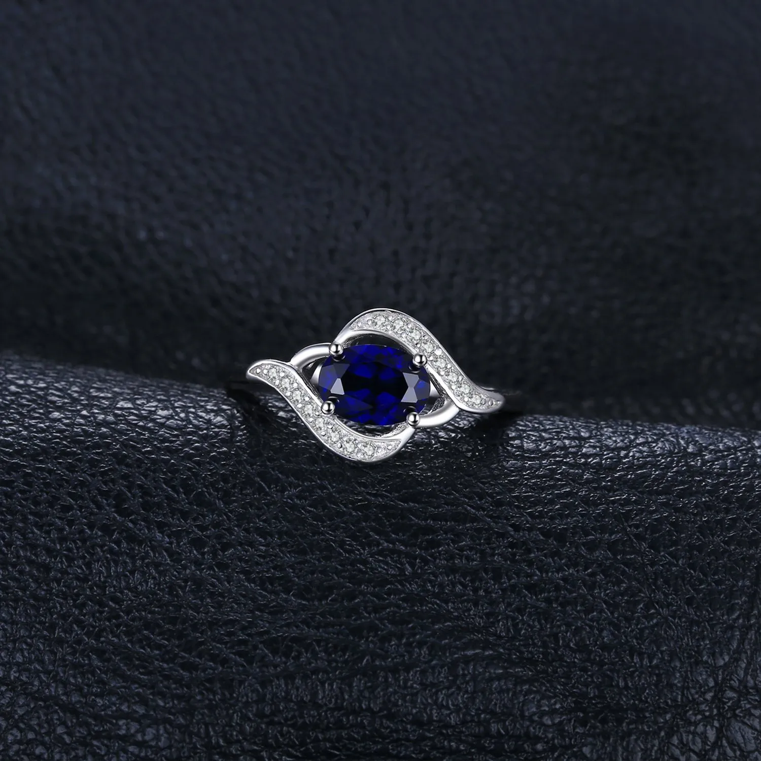 JewelryPalace Solitario anello zaffiro blu ovale 14.5