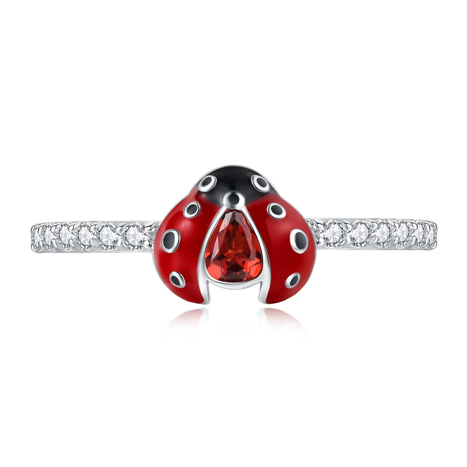 JewelryPalace Coccinella anello argento granato taglio pera