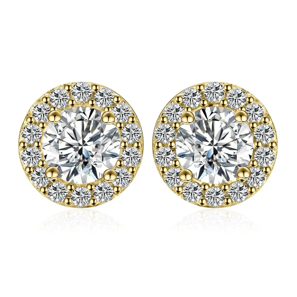 JewelryPalace Halo 1ct orecchini lobo zirconia oro