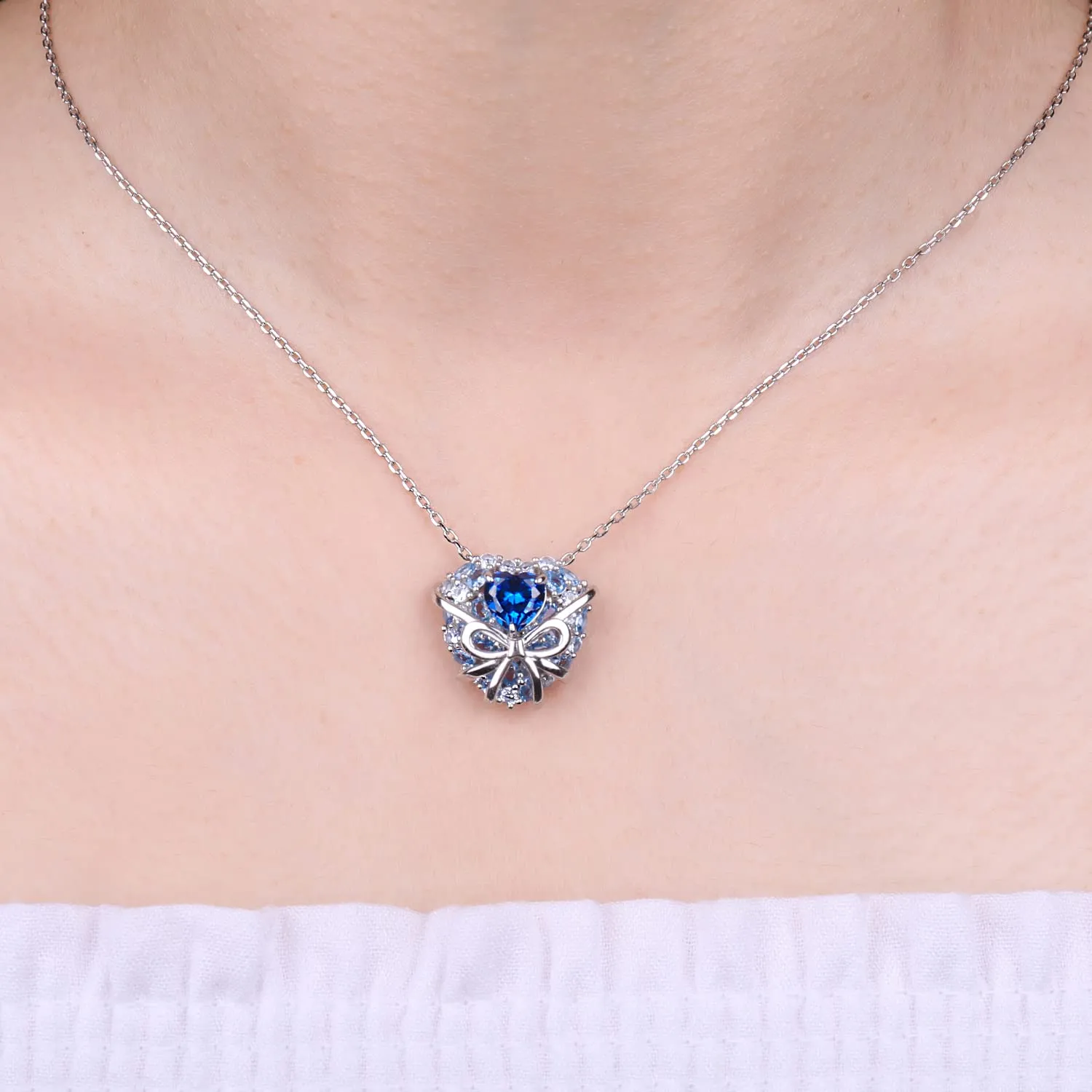 JewelryPalace Cuore Blu 5ct Collana Argento 925 Farfalla