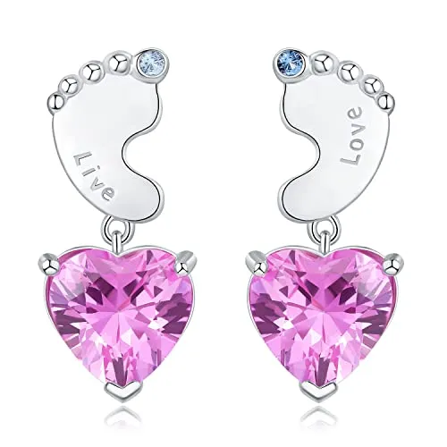 JewelryPalace Cuore 4.5ct Orecchini Argento Zaffiro Rosa