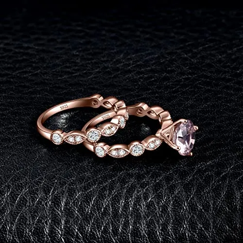 JewelryPalace Vintage Halo anello morganite rosa argento 925
