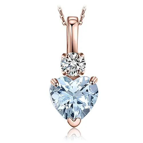 JewelryPalace 0.8ct collana cuore acquamarina oro rosa 14k 45cm
