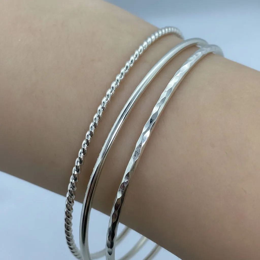 Victoria Jane Slim 2mm bracciali argento set 3 pezzi misti