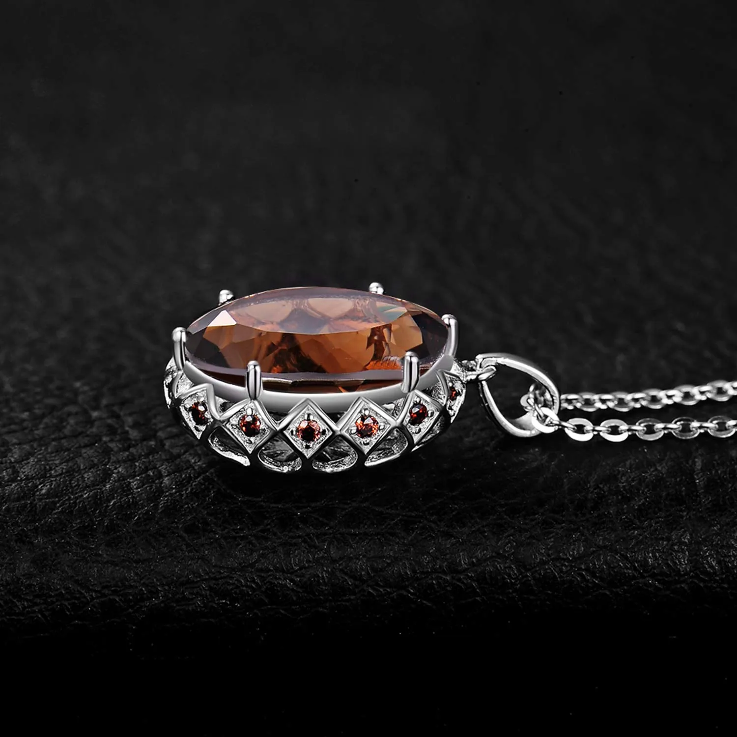JewelryPalace 8.1ct Quarzo Fume Collana Pendente Argento 45cm