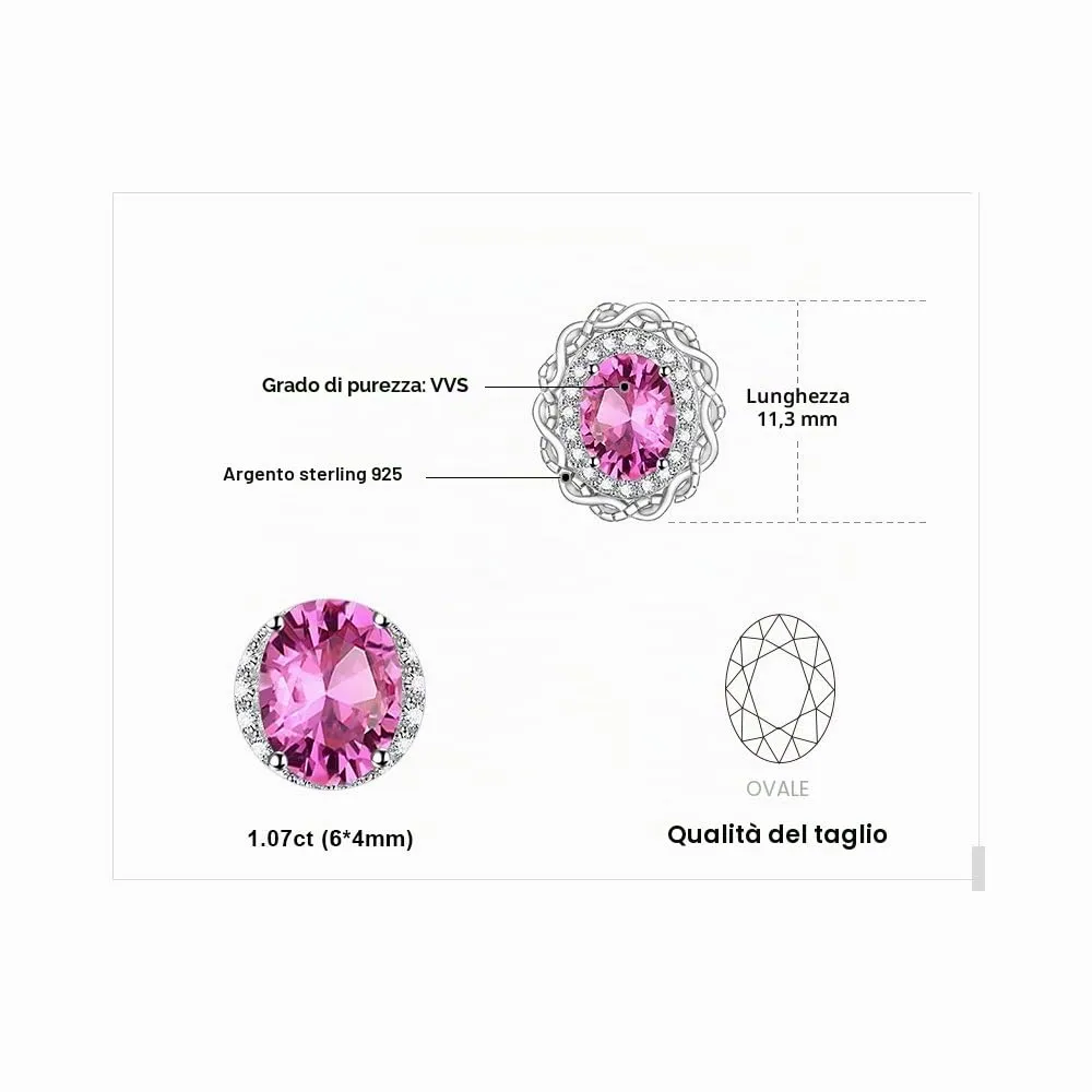 JewelryPalace Halo Infinito 1ct orecchini oro rosa topazio