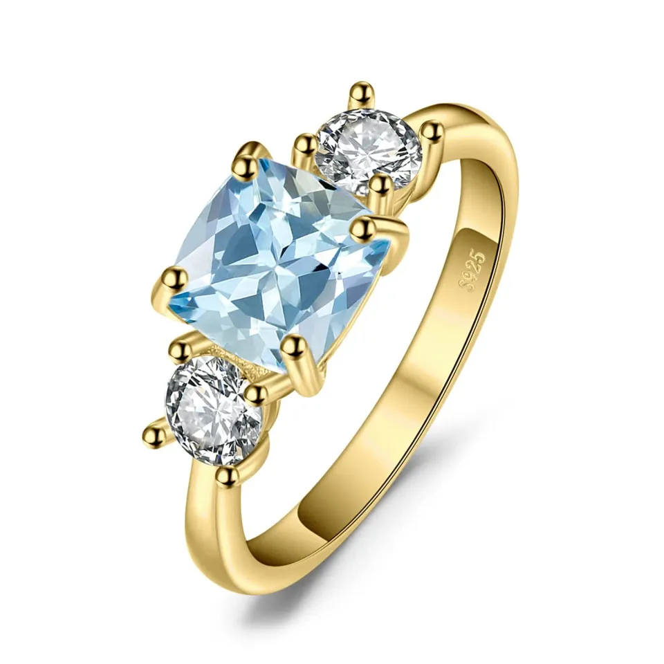 JewelryPalace Tre Pietre anello argento topazio blu