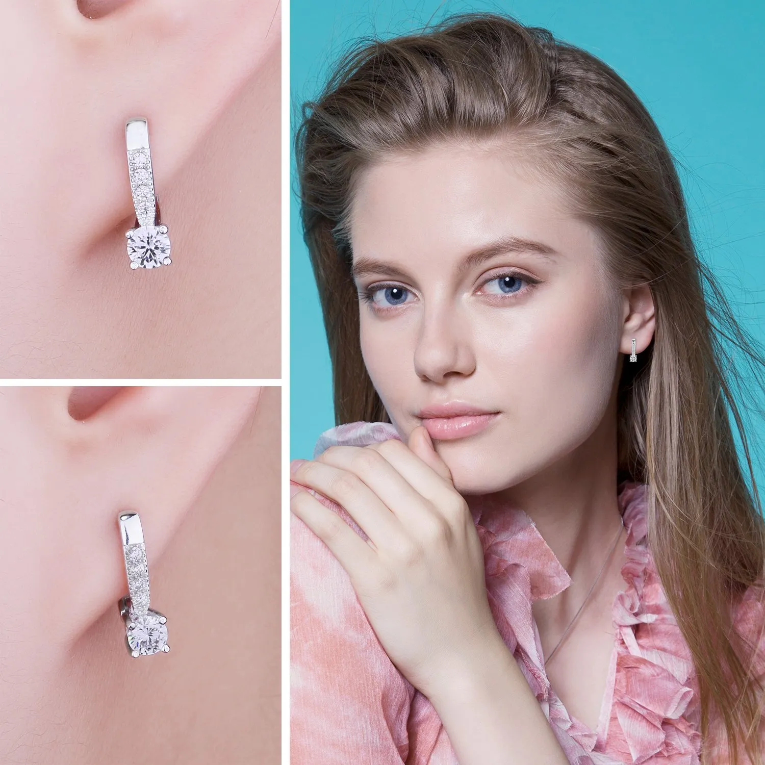 JewelryPalace 1ct orecchini a cerchio argento zirconia