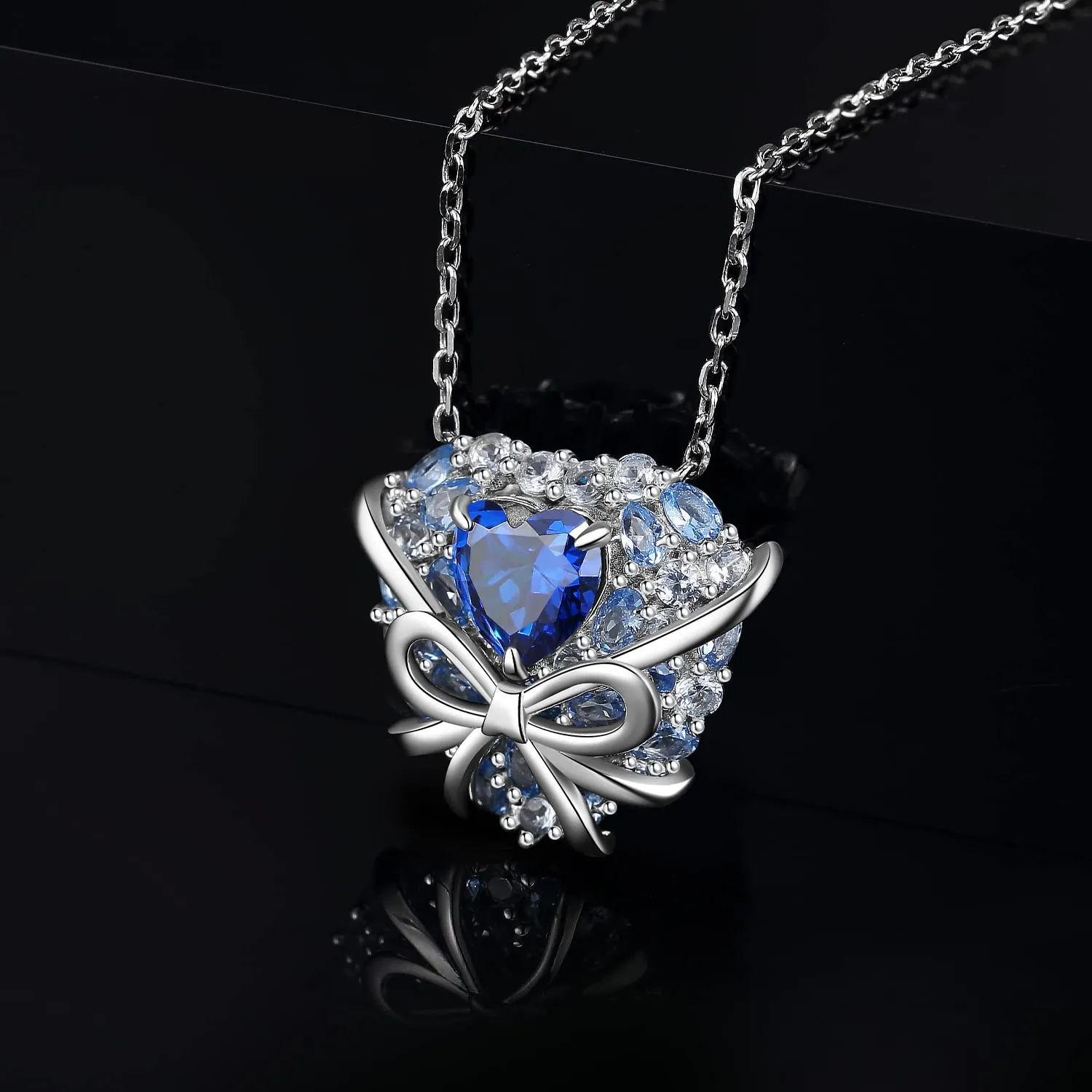 JewelryPalace Cuore Blu 5ct Collana Argento 925 Farfalla
