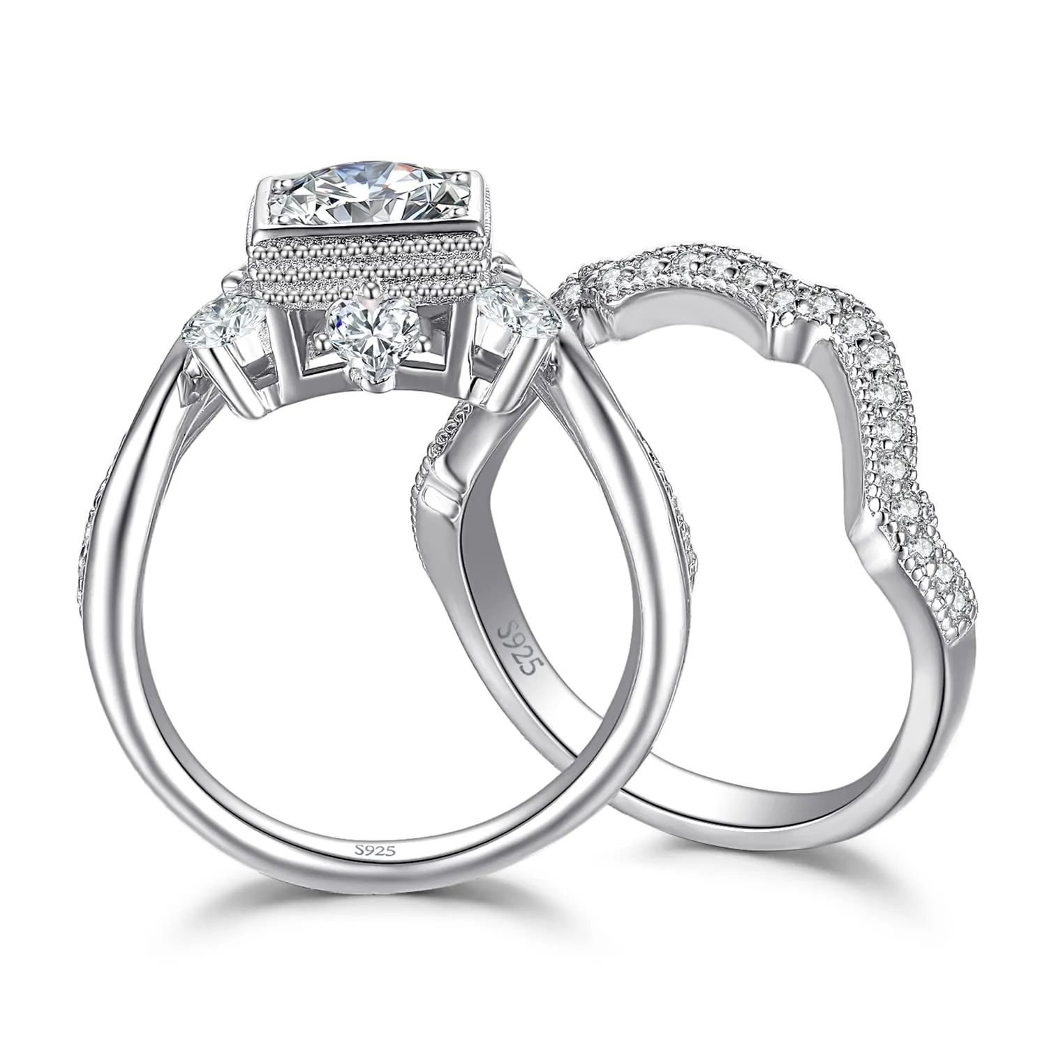 JewelryPalace Farfalla anello cuore argento 925 tre pietre zirconia