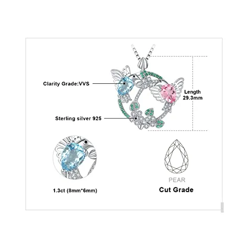 JewelryPalace Colibrì 3.2ct collana ciondolo topazio pera 45cm