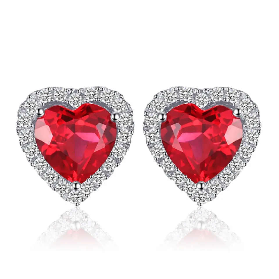 JewelryPalace Cuore 3.8ct Rubino orecchini argento lobo