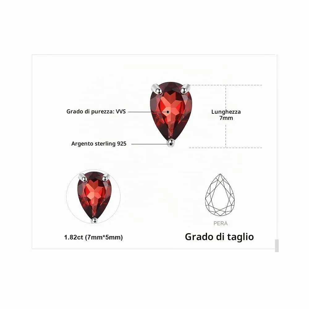 JewelryPalace Pera orecchini lobo argento granato rosso