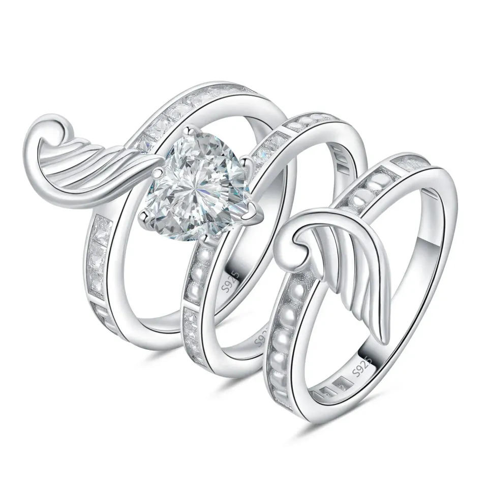 JewelryPalace Puzzle Cuore Set 3 Anelli Argento 2.2ct