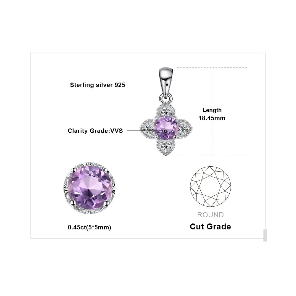 JewelryPalace Collana Fiore Ametista Viola Argento 45cm