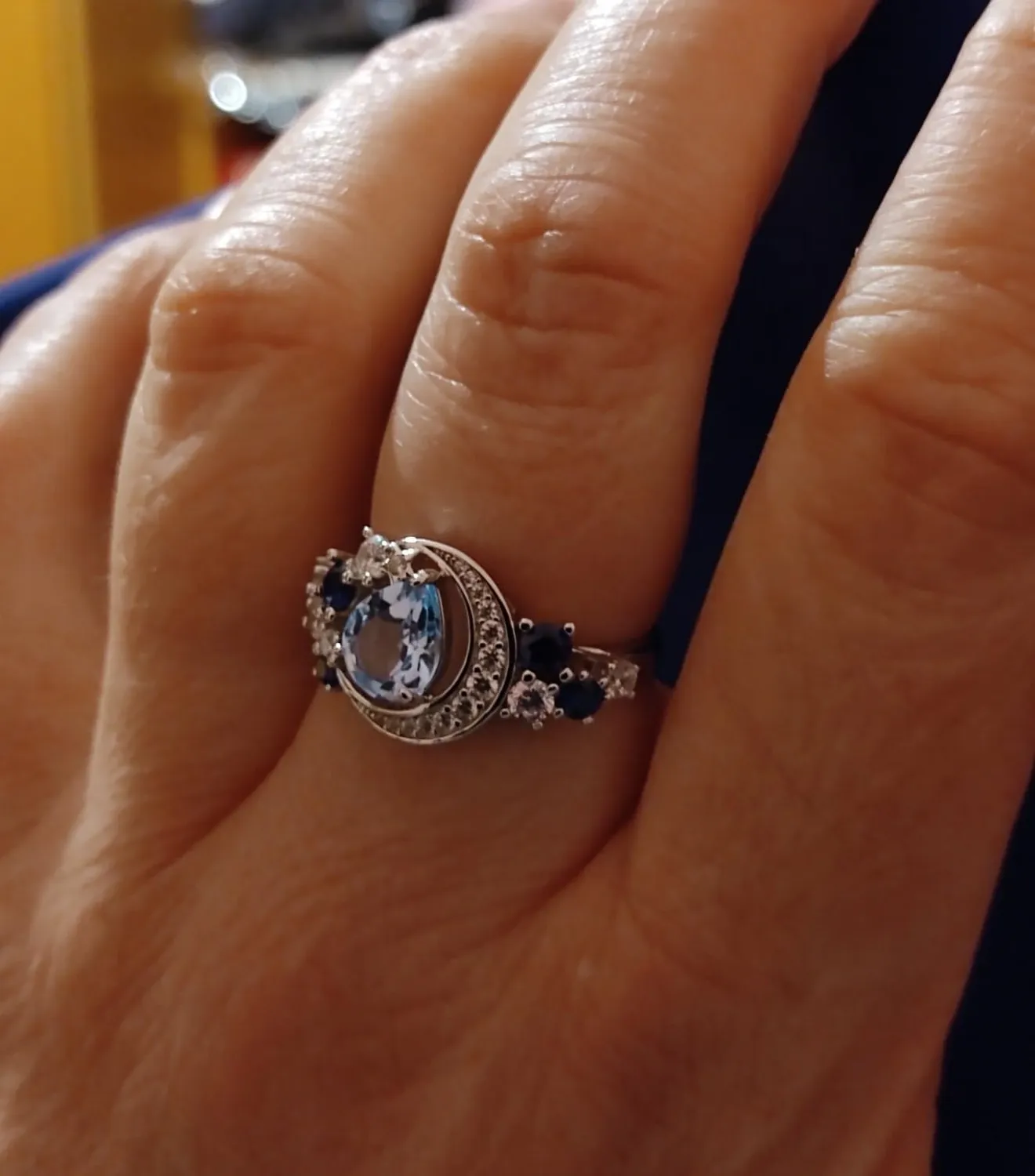 JewelryPalace Luna e Stella 2.2ct anello argento 14.5 topazio blu