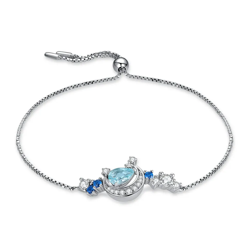 JewelryPalace Luna Stella Bracciale Argento 925 Topazio Blu