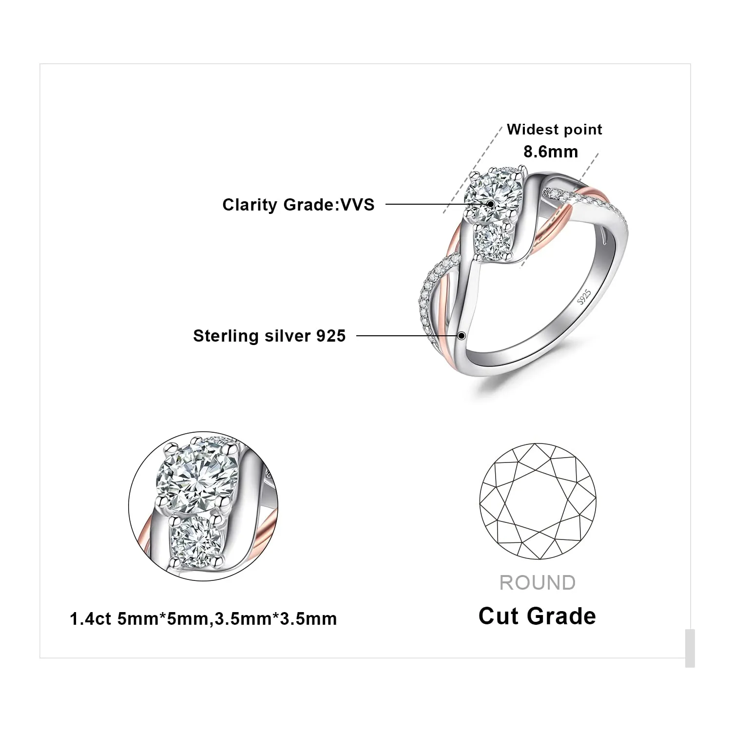 JewelryPalace Nodo d'Amore Anello Infinito Argento 14.5