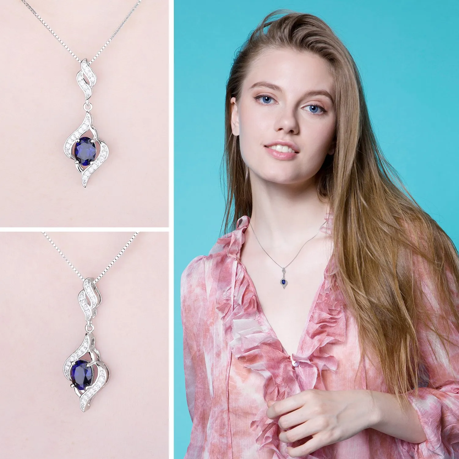 JewelryPalace 4ct Zaffiro Blu collana argento 45cm