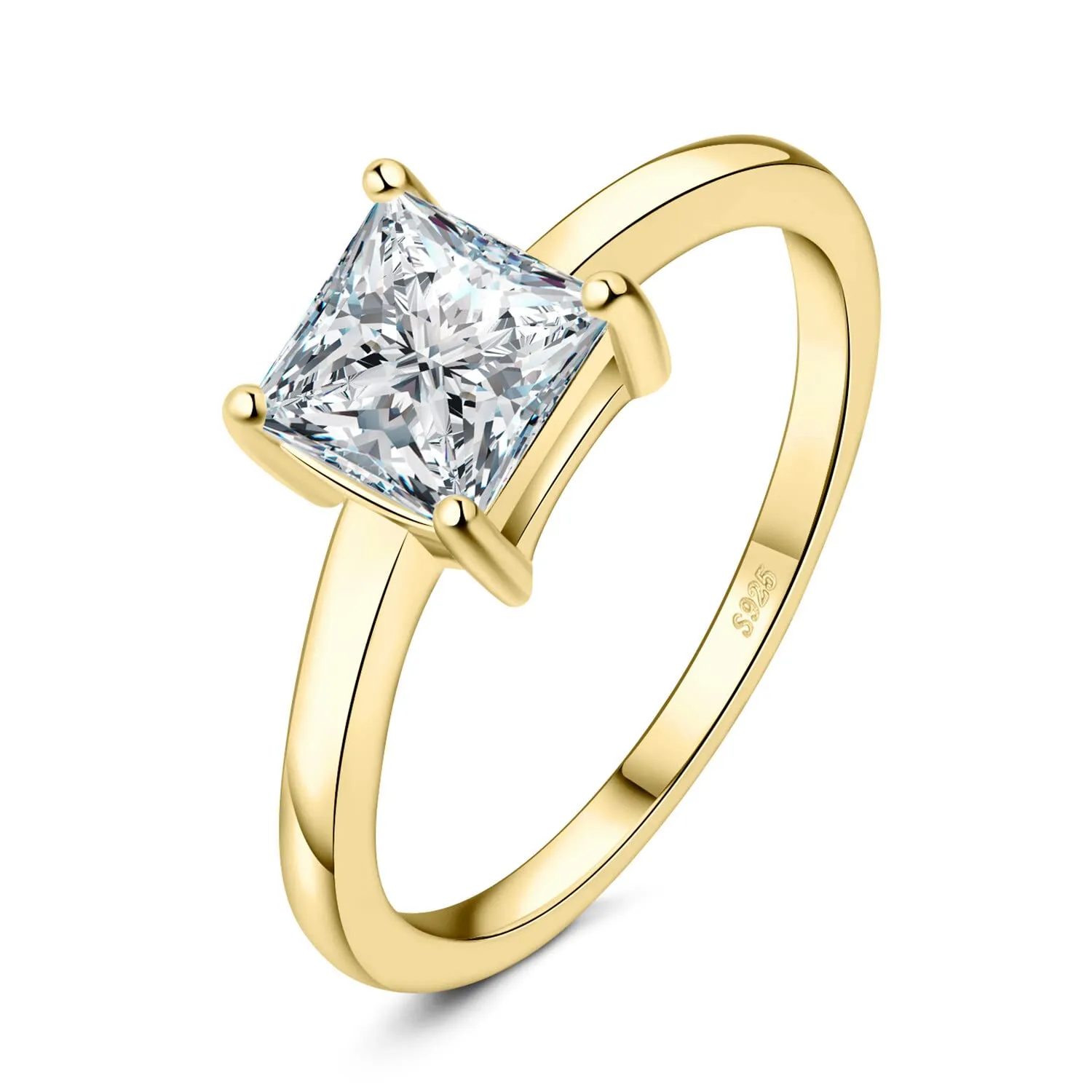 JewelryPalace 1ct Anello Solitario Principessa Moissanite Argento