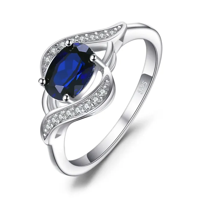 JewelryPalace Solitario anello zaffiro blu ovale 14.5