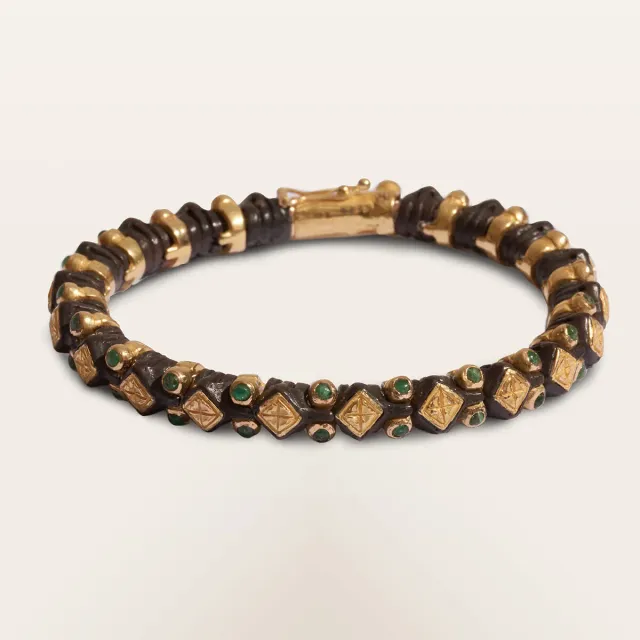 Alfredo Correnti Gea Bracciale Smeraldi Cabochon oro