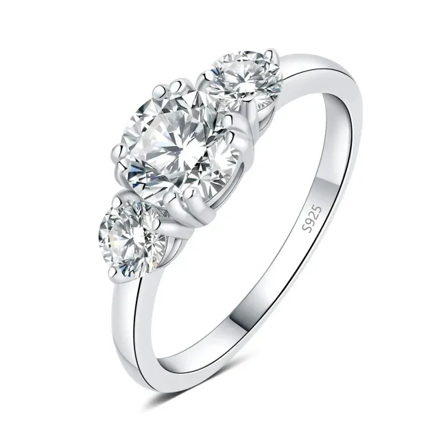 JewelryPalace Classico 1ct Tre Pietre Anello Argento Zirconia Rotonda
